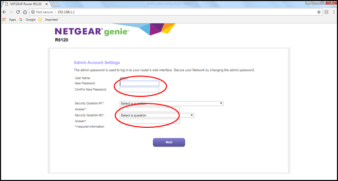 Image of step 6, adding new password, confirming new password and setting up your security question.